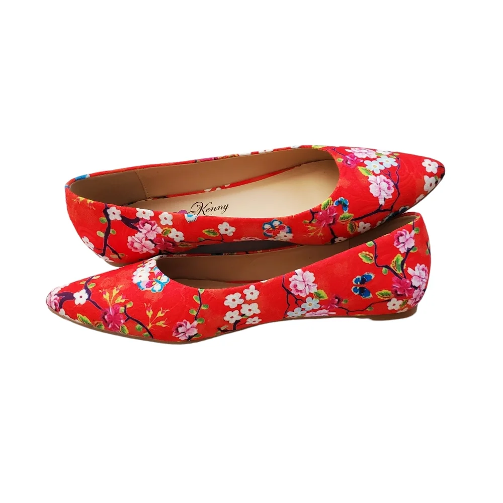 Penny Loves Kenny Aaron SF Red‎ Floral Flats Size 10M